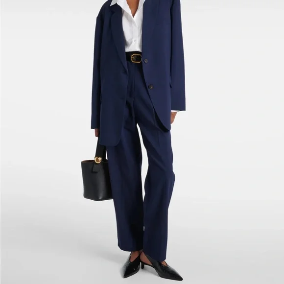 The Frankie Shop Pleated Bea Pants XS Midnight Blue NWT - Picture 1 of 11